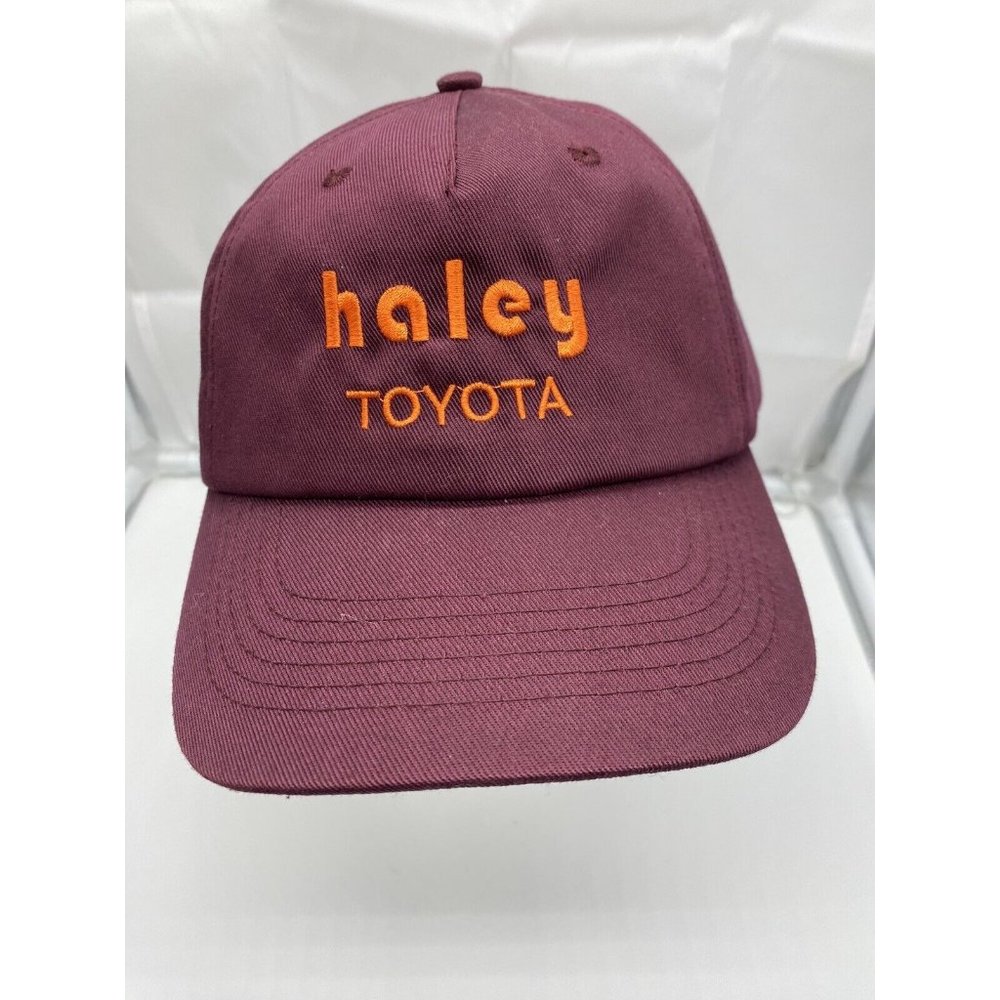 Haley Toyota Burgundy Orange Adjustable Adult Baseball Cap Hat Hook-Loop